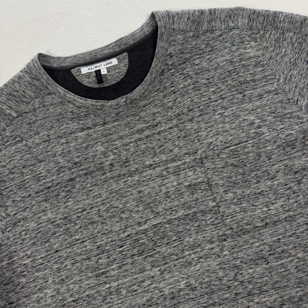 Helmut Lang Men's Grey Crewneck T-Shirt Size XL Cotton Nylon Midweight